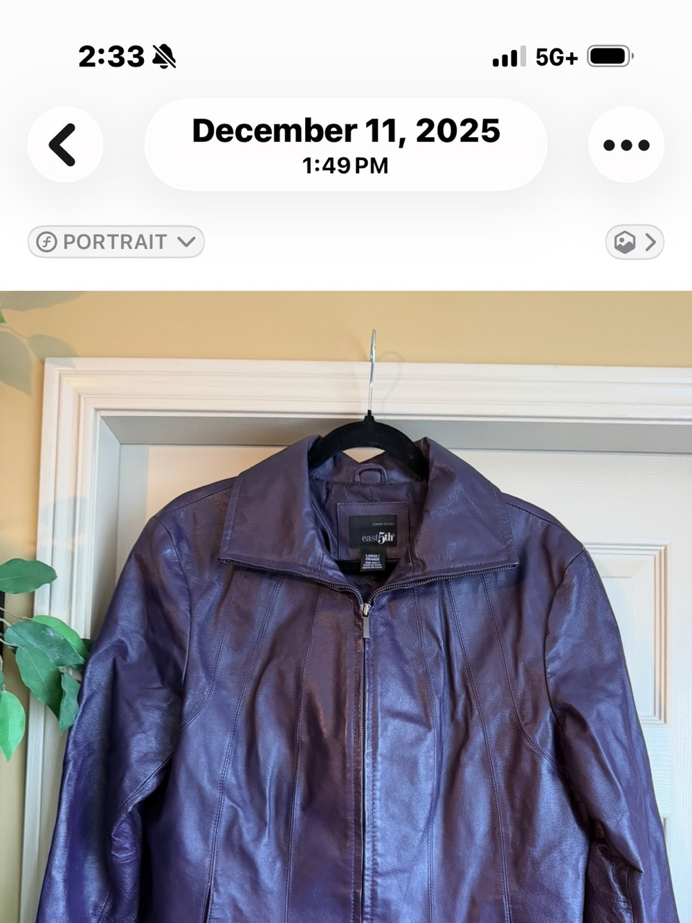 East 5th Purple Leather Jacket with Classic Collar